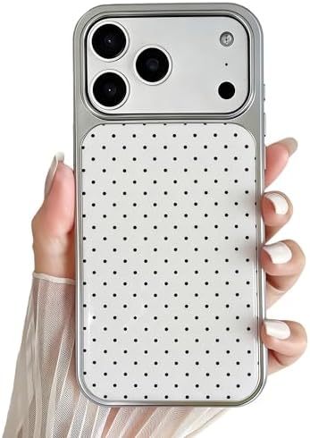 Pretaco Polka Dot White Base Phone Case – Electroplated Silver Chrome