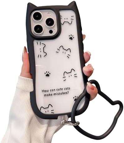 Pretaco Black Cat Ears Kitty Phone Case – 2-in-1 with Bracelet