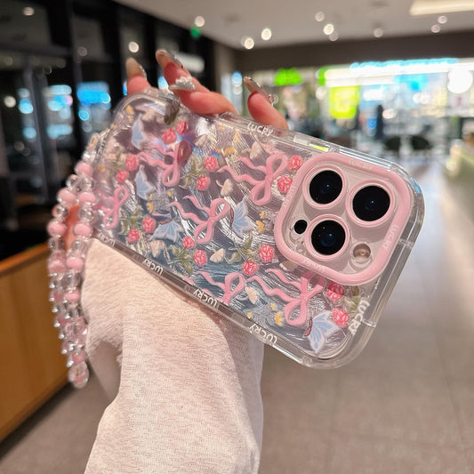 Pretaco Flower Bow Pattern Phone Case – Shockproof TPU, Cute & Stylish