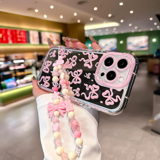 Pretaco Pink Bow Pattern Phone Case – Shockproof TPU, Cute & Stylish