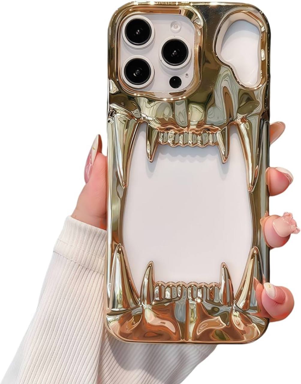 Chrome Skull Fang iPhone Case