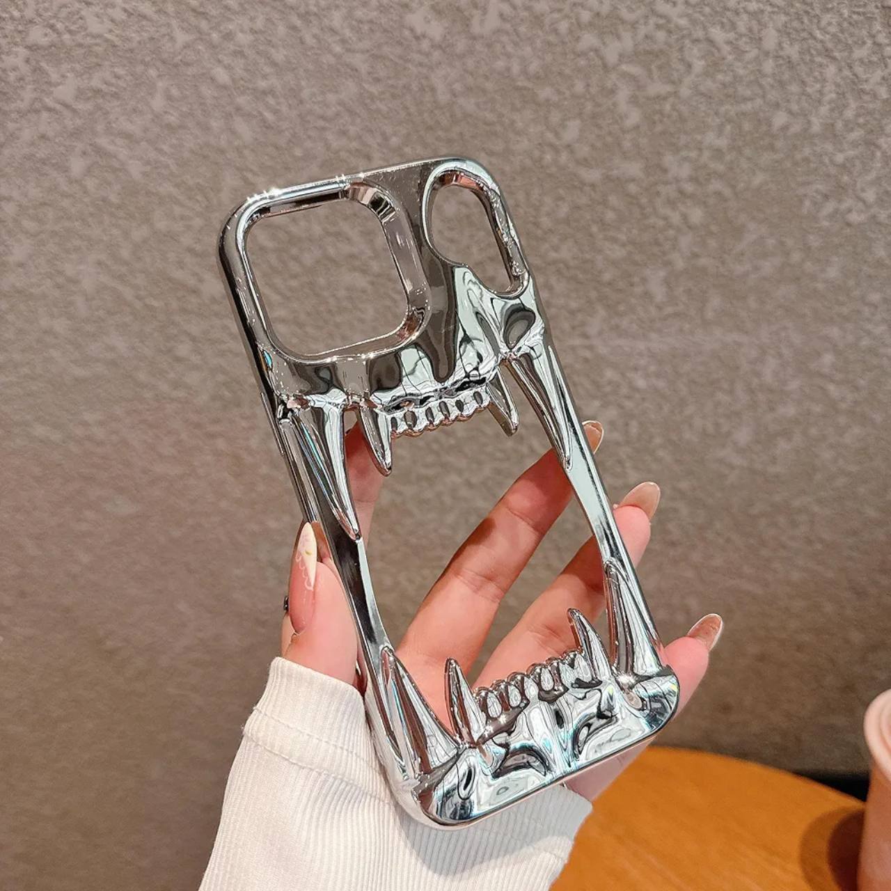 Chrome Skull Fang iPhone Case