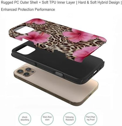Pretaco Tropical Hibiscus Leopard Phone Case – Premium Dual-Layer