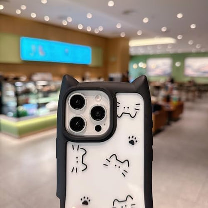 Pretaco Black Cat Ears Kitty Phone Case – 2-in-1 with Bracelet