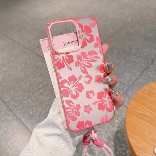 Pretaco Preppy Hibiscus Floral Phone Case – with Wrist Strap Charm