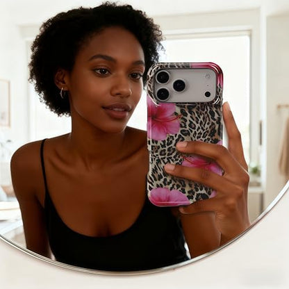 Pretaco Tropical Hibiscus Leopard Phone Case – Premium Dual-Layer