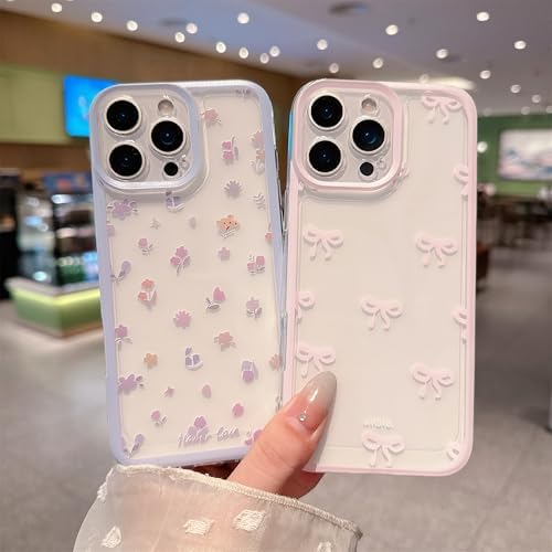 Pretaco 2-Pack Aesthetic Pattern Case – Bow Ribbon & Ditsy Floral