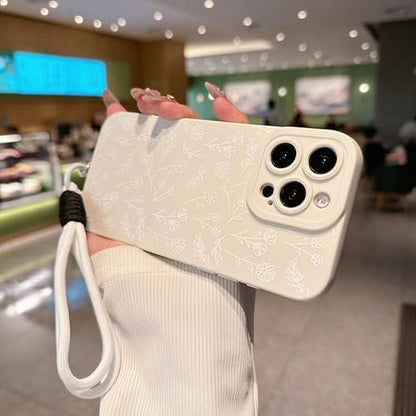 Pretaco White Flower Silicone Phone Case – 2-in-1 with Lanyard Strap