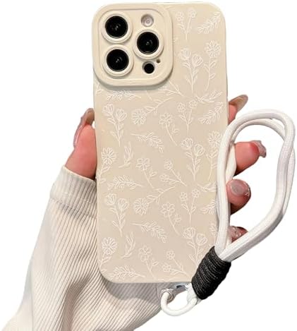 Pretaco White Flower Silicone Phone Case – 2-in-1 with Lanyard Strap