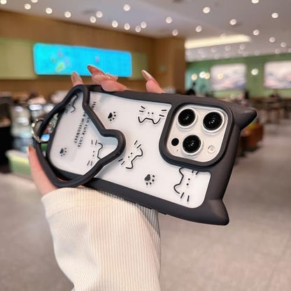 Pretaco Black Cat Ears Kitty Phone Case – 2-in-1 with Bracelet