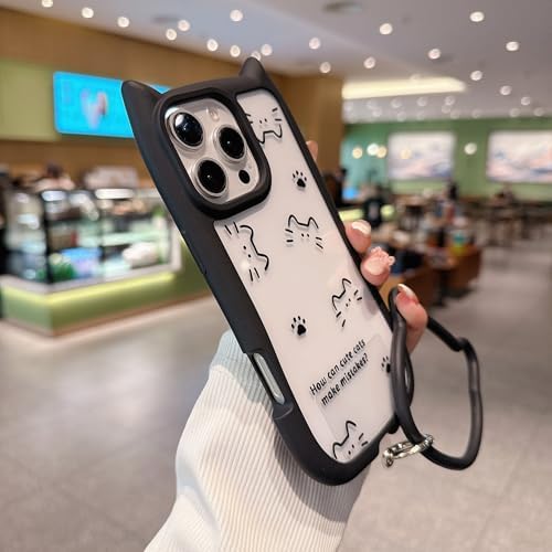 Pretaco Black Cat Ears Kitty Phone Case – 2-in-1 with Bracelet