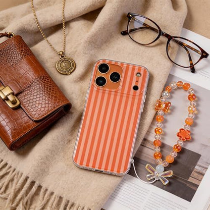 Pretaco Papaya Orange Stripe Phone Case – IMD HD Print with Wrist Charm