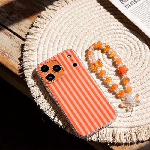 Pretaco Papaya Orange Stripe Phone Case – IMD HD Print with Wrist Charm