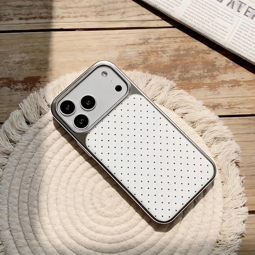 Pretaco Polka Dot White Base Phone Case – Electroplated Silver Chrome