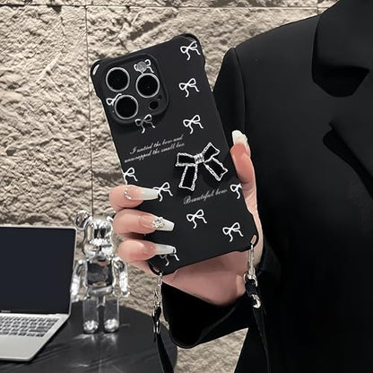 Pretaco 3D Cute Bow Phone Case – 4 Shockproof Bumper Corners with Lanyard