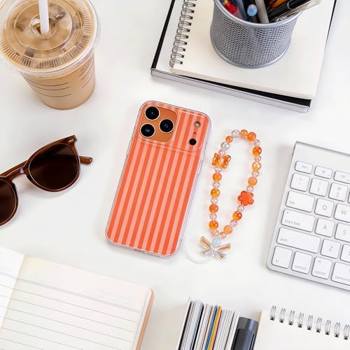 Pretaco Papaya Orange Stripe Phone Case – IMD HD Print with Wrist Charm