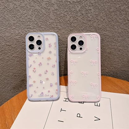 Pretaco 2-Pack Aesthetic Pattern Case – Bow Ribbon & Ditsy Floral