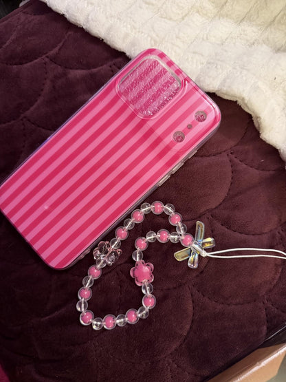Pretaco Papaya Orange Stripe Phone Case – IMD HD Print with Wrist Charm