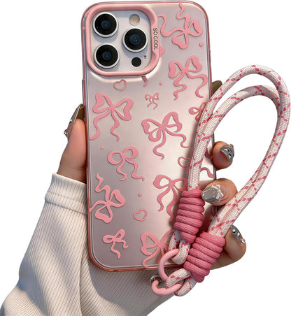 Pretaco Preppy Hibiscus Floral Phone Case – with Wrist Strap Charm