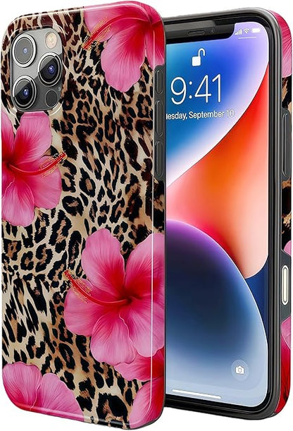 Pretaco Tropical Hibiscus Leopard Phone Case – Premium Dual-Layer
