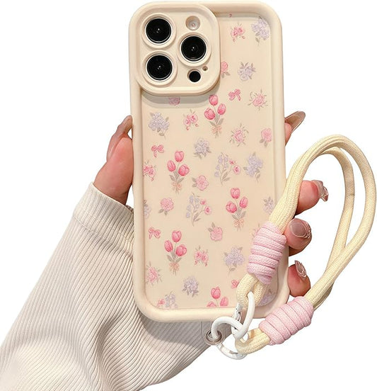 Pretaco Ditsy Florals Phone Case – Adjustable Anti-Drop Wrist Strap