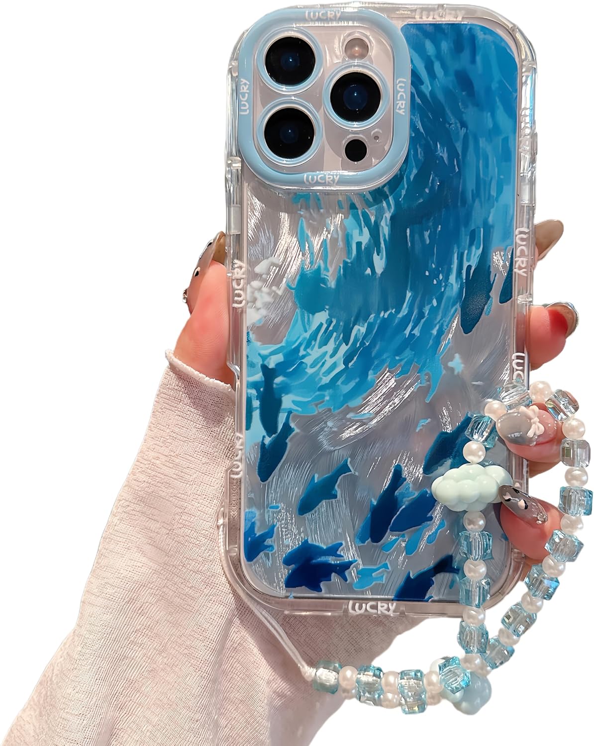 Pretaco Blue Dolphin Pattern Phone Case – Shockproof TPU, Cute & Stylish