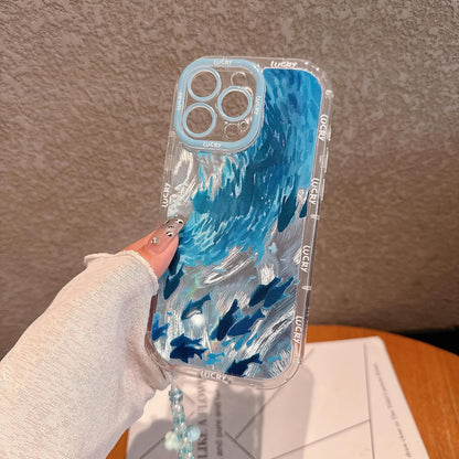 Pretaco Blue Dolphin Pattern Phone Case – Shockproof TPU, Cute & Stylish