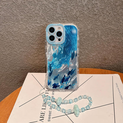 Pretaco Blue Dolphin Pattern Phone Case – Shockproof TPU, Cute & Stylish