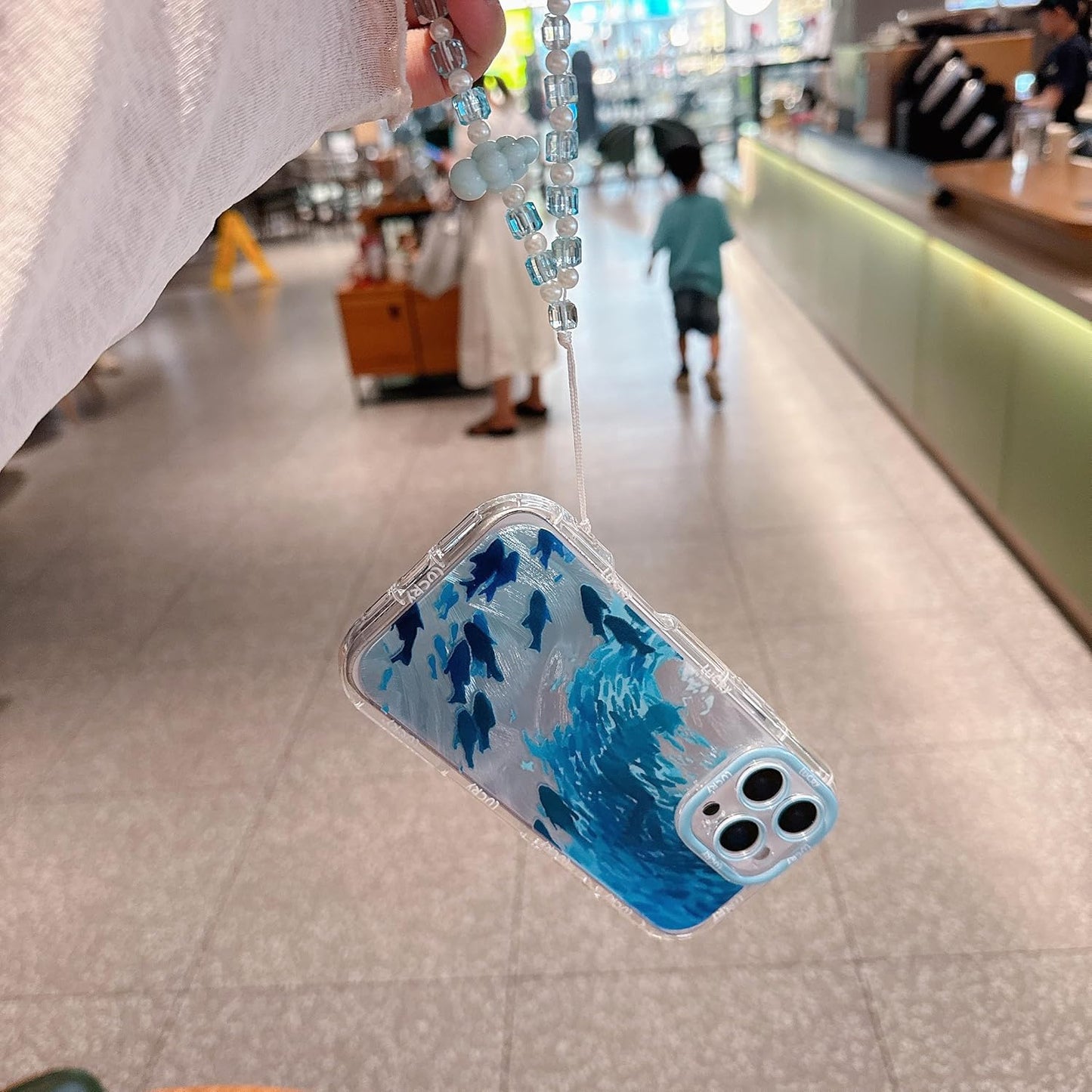 Pretaco Blue Dolphin Pattern Phone Case – Shockproof TPU, Cute & Stylish