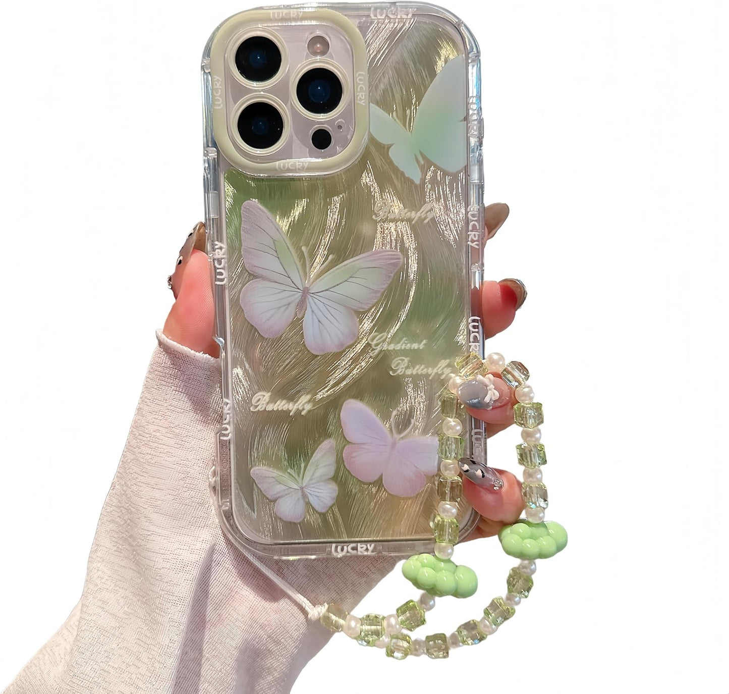 Pretaco Green Butterfly Pattern Phone Case – Shockproof TPU, Cute & Stylish