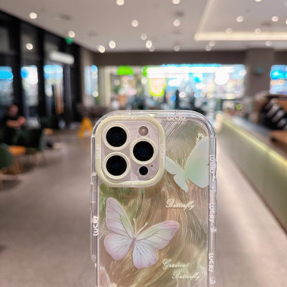 Pretaco Green Butterfly Pattern Phone Case – Shockproof TPU, Cute & Stylish