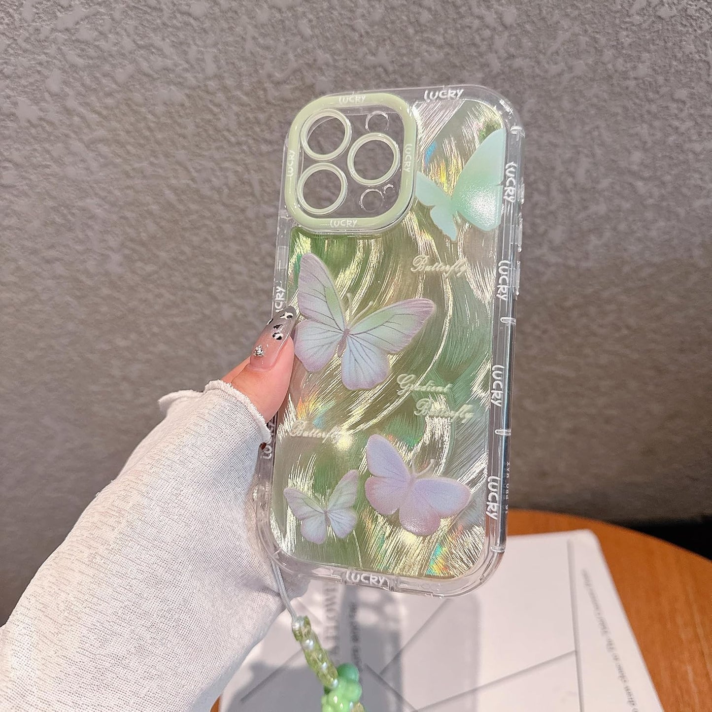 Pretaco Green Butterfly Pattern Phone Case – Shockproof TPU, Cute & Stylish