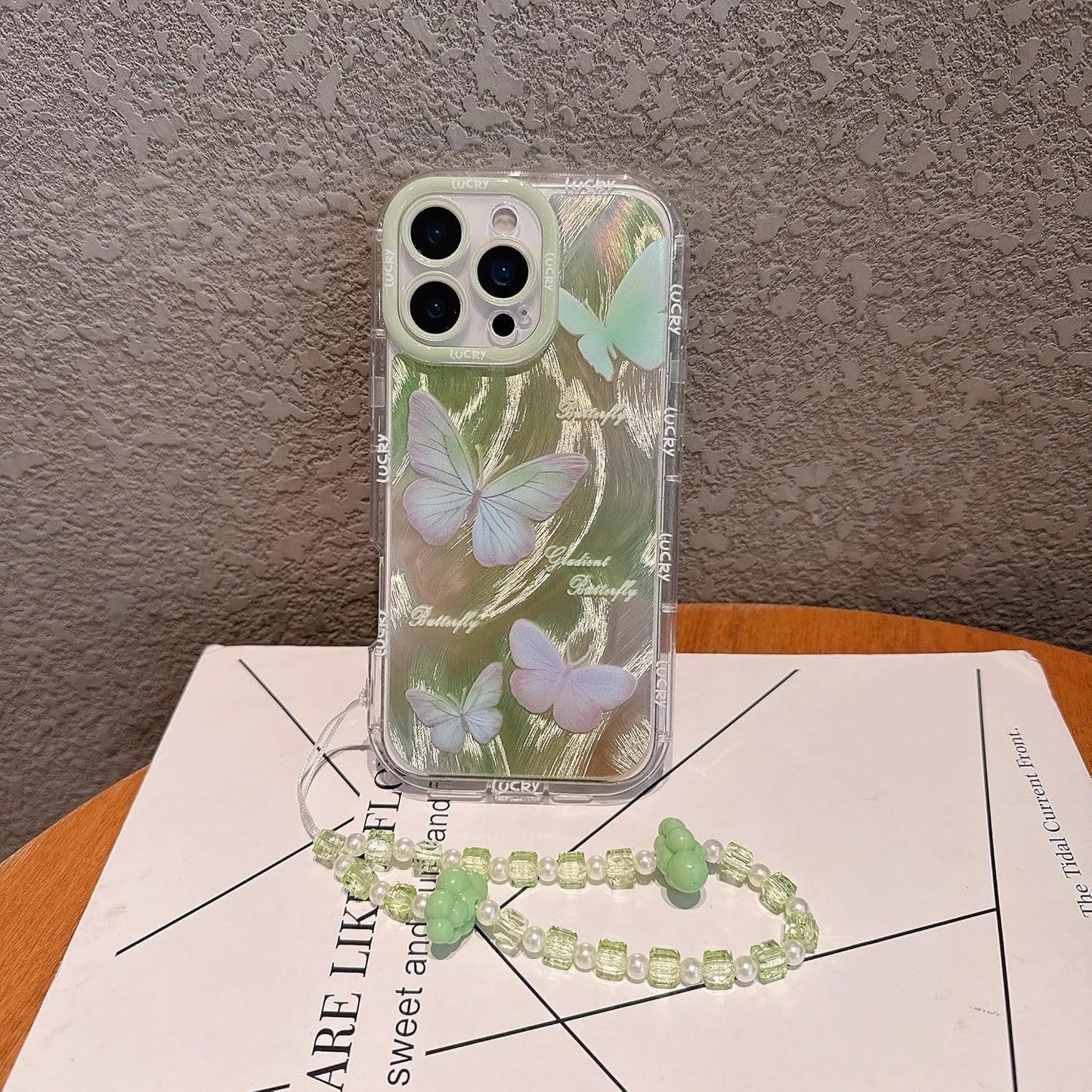 Pretaco Green Butterfly Pattern Phone Case – Shockproof TPU, Cute & Stylish