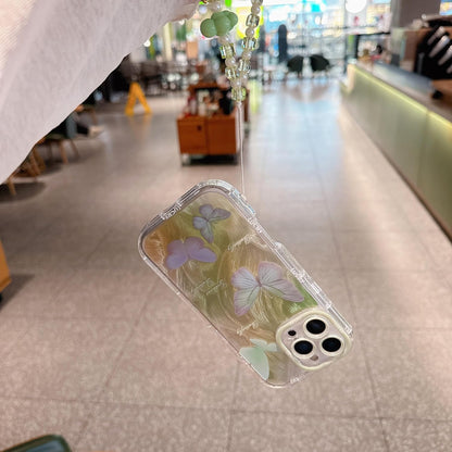 Pretaco Green Butterfly Pattern Phone Case – Shockproof TPU, Cute & Stylish