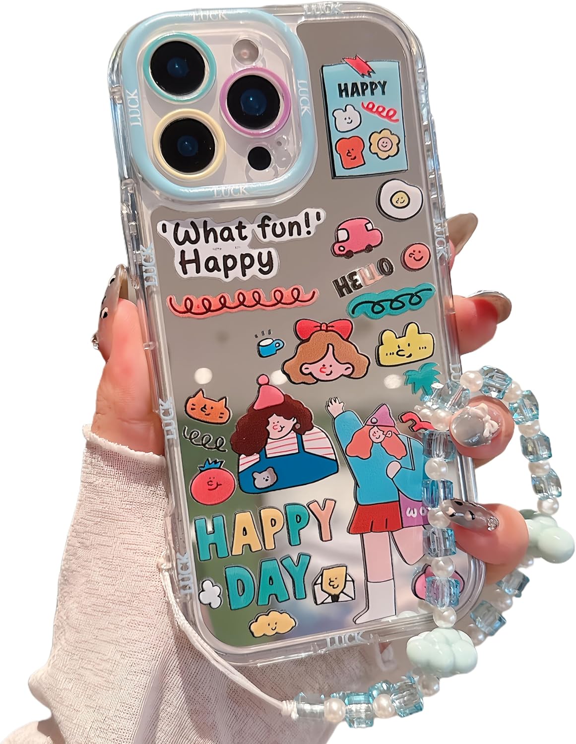 Pretaco Happy Girl Pattern Phone Case – Shockproof TPU, Cute & Stylish