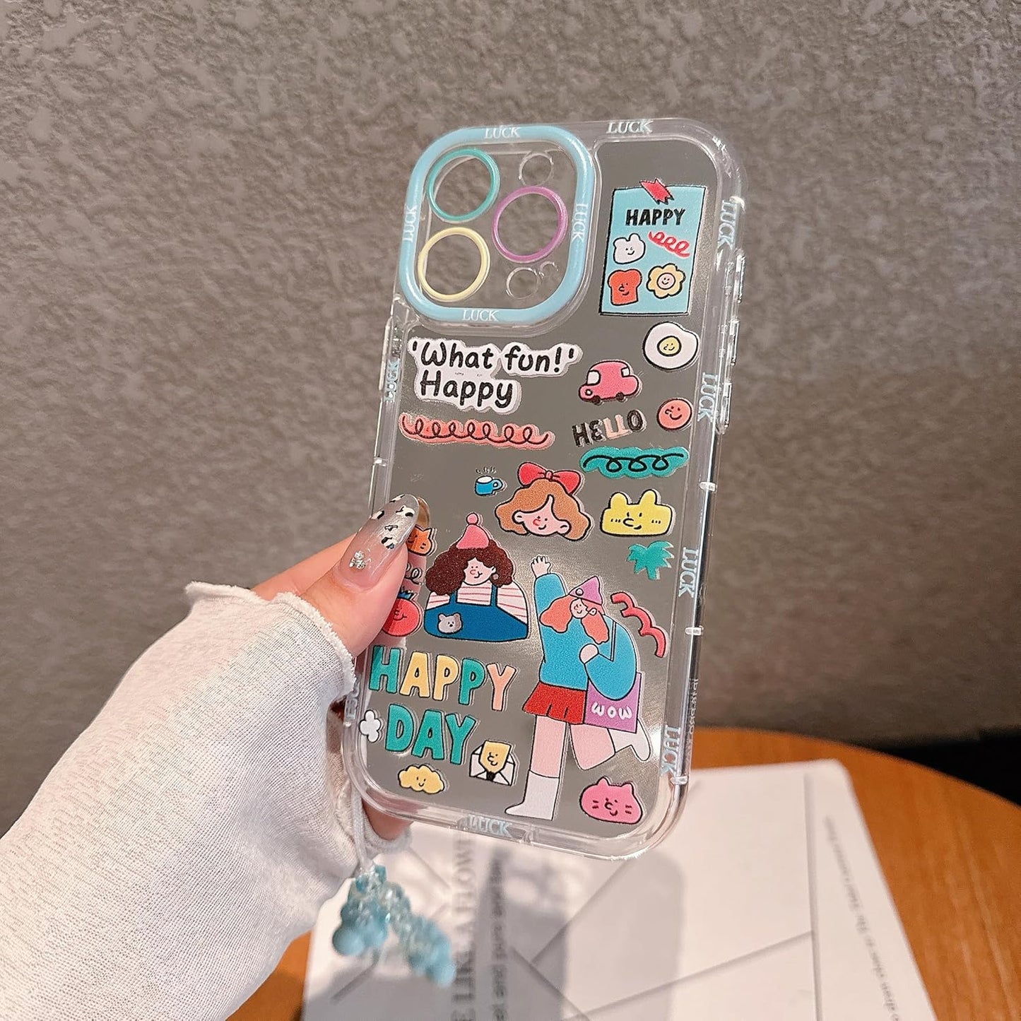 Pretaco Happy Girl Pattern Phone Case – Shockproof TPU, Cute & Stylish