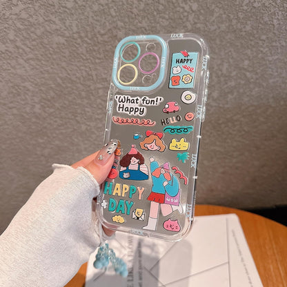 Pretaco Happy Girl Pattern Phone Case – Shockproof TPU, Cute & Stylish