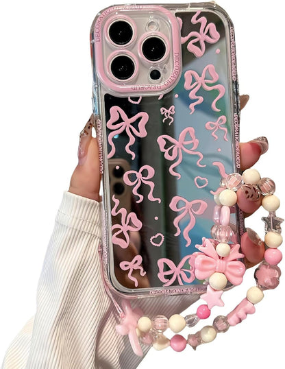 Pretaco Pink Bow Pattern Phone Case – Shockproof TPU, Cute & Stylish