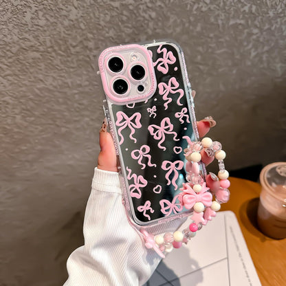 Pretaco Pink Bow Pattern Phone Case – Shockproof TPU, Cute & Stylish