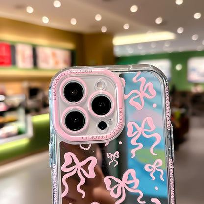 Pretaco Pink Bow Pattern Phone Case – Shockproof TPU, Cute & Stylish