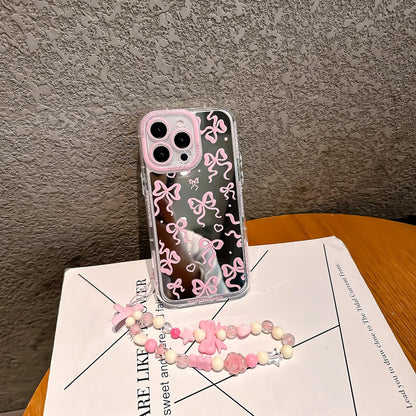 Pretaco Pink Bow Pattern Phone Case – Shockproof TPU, Cute & Stylish
