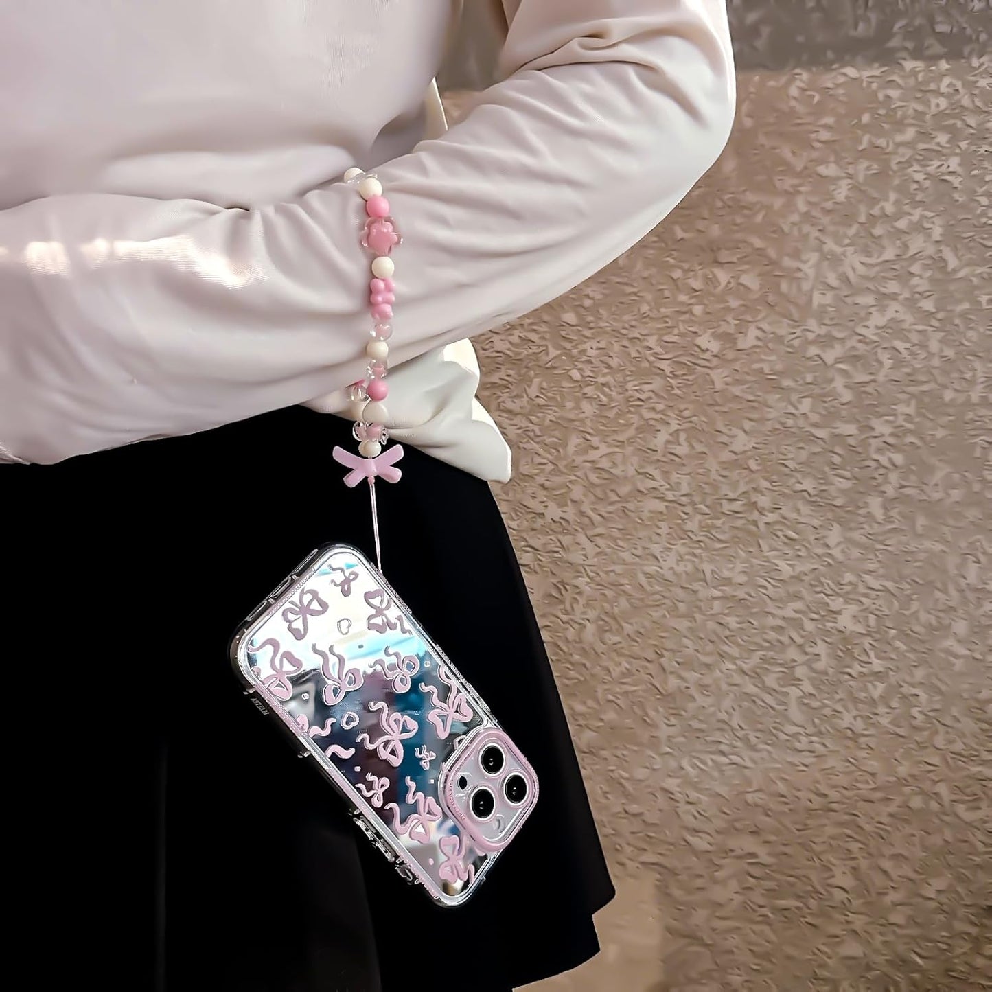 Pretaco Pink Bow Pattern Phone Case – Shockproof TPU, Cute & Stylish
