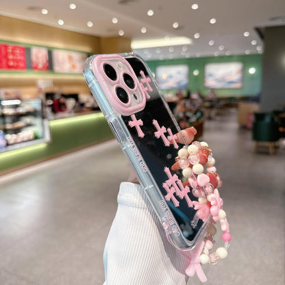 Pretaco Pink Cross Pattern Phone Case – Shockproof TPU, Cute & Stylish