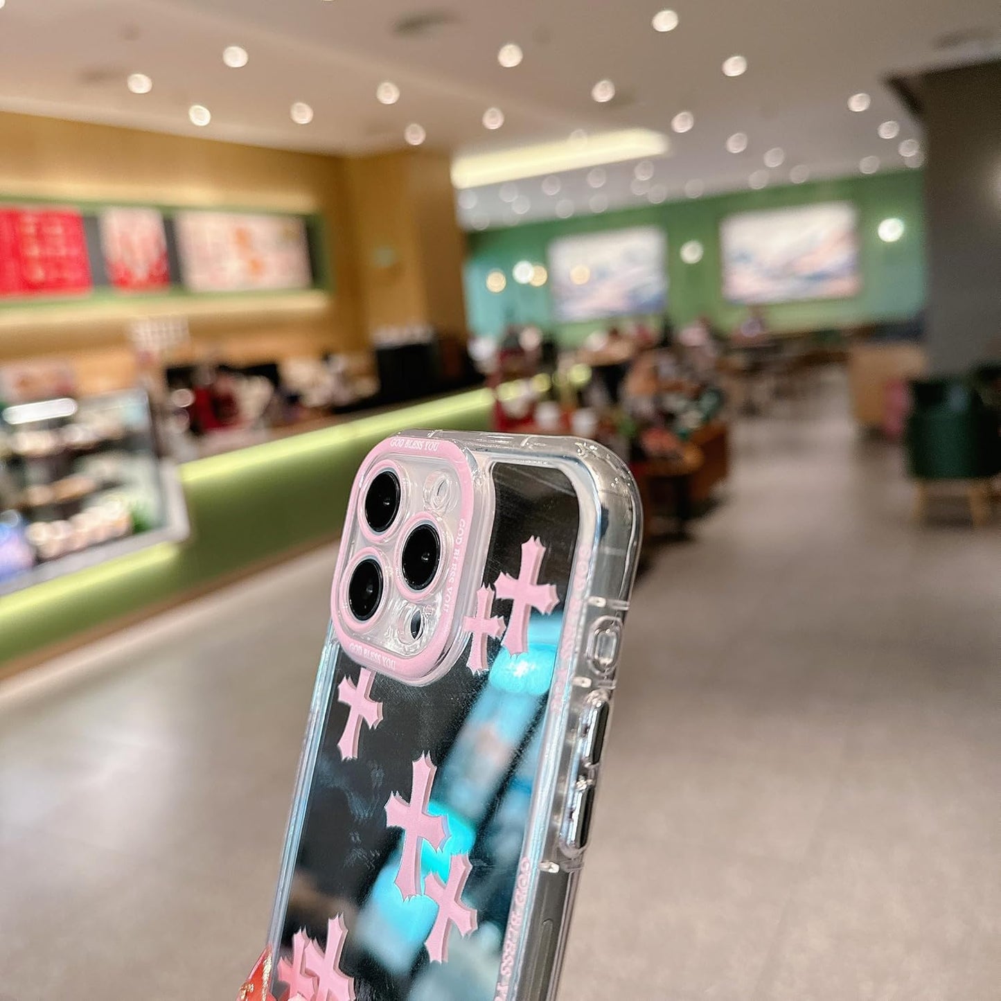 Pretaco Pink Cross Pattern Phone Case – Shockproof TPU, Cute & Stylish