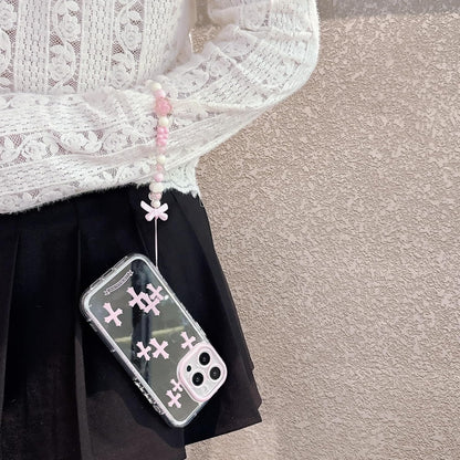 Pretaco Pink Cross Pattern Phone Case – Shockproof TPU, Cute & Stylish