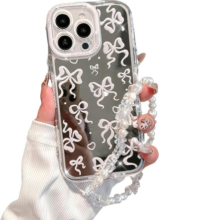 Pretaco White Bow Pattern Phone Case – Shockproof TPU, Cute & Stylish