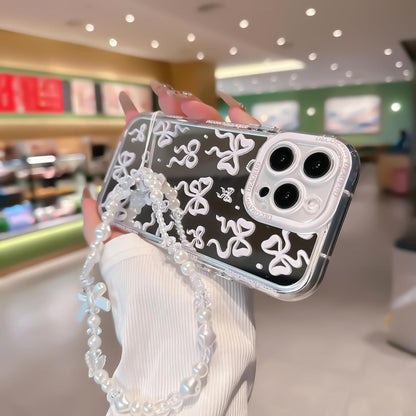 Pretaco White Bow Pattern Phone Case – Shockproof TPU, Cute & Stylish