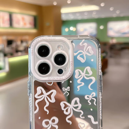 Pretaco White Bow Pattern Phone Case – Shockproof TPU, Cute & Stylish