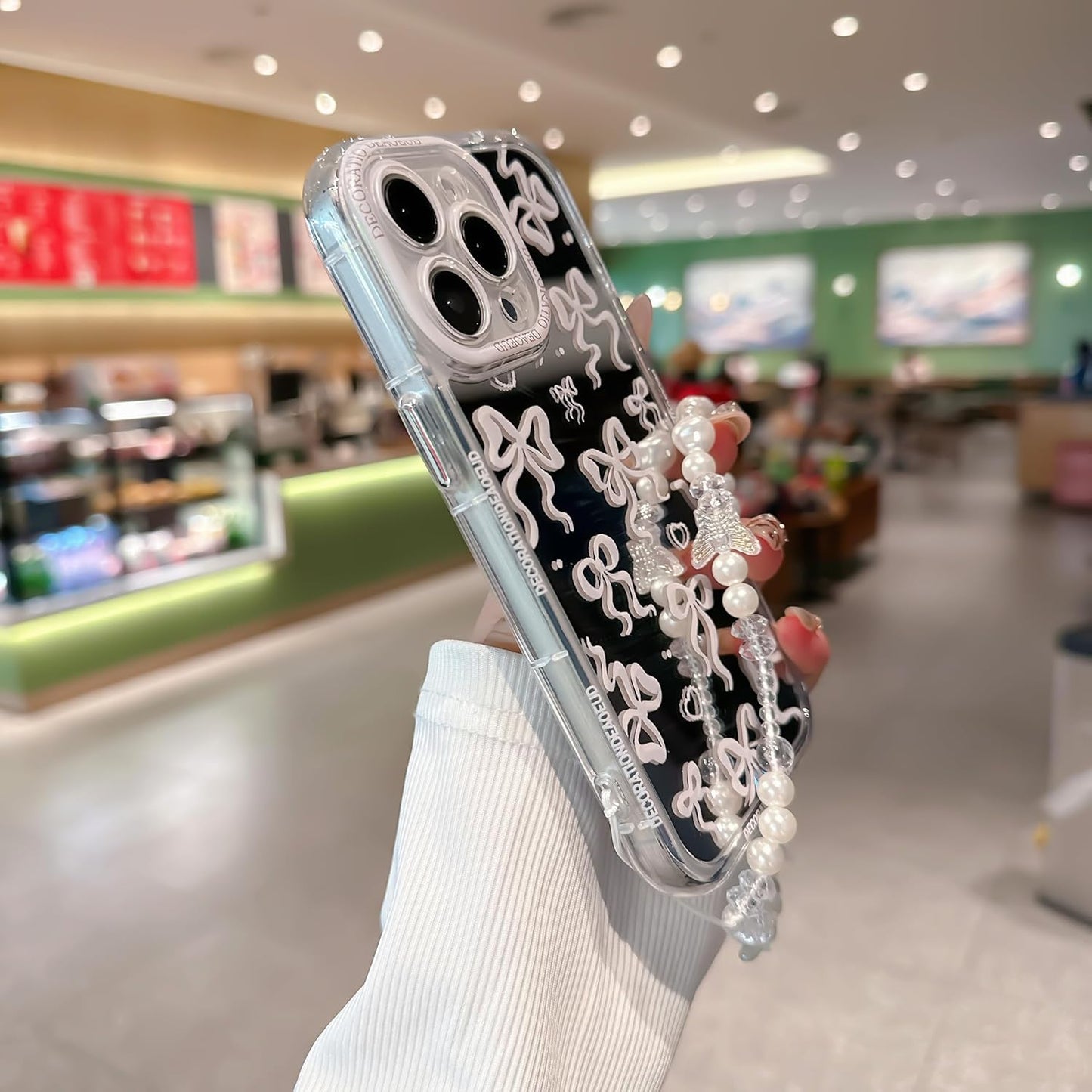 Pretaco White Bow Pattern Phone Case – Shockproof TPU, Cute & Stylish