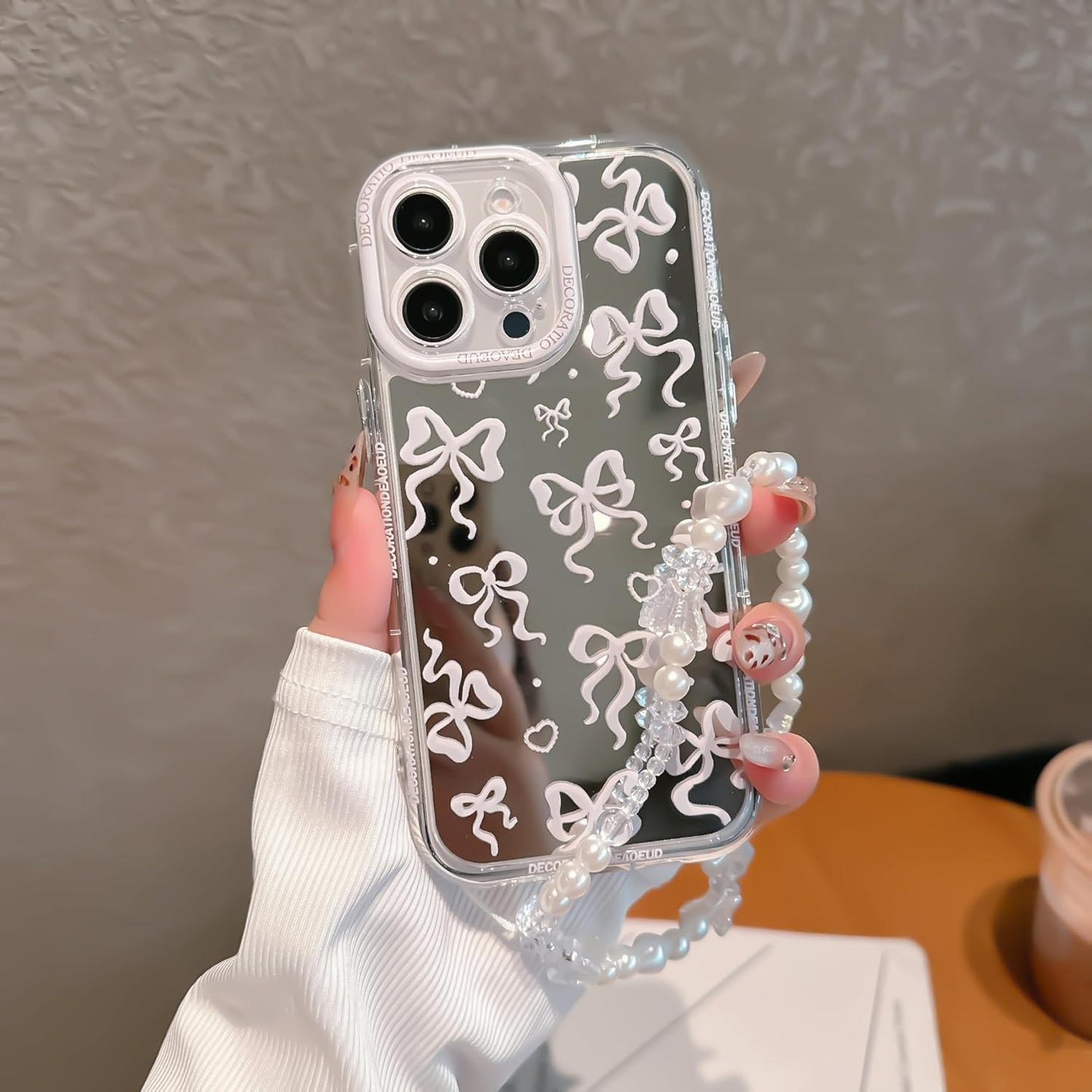 Pretaco White Bow Pattern Phone Case – Shockproof TPU, Cute & Stylish